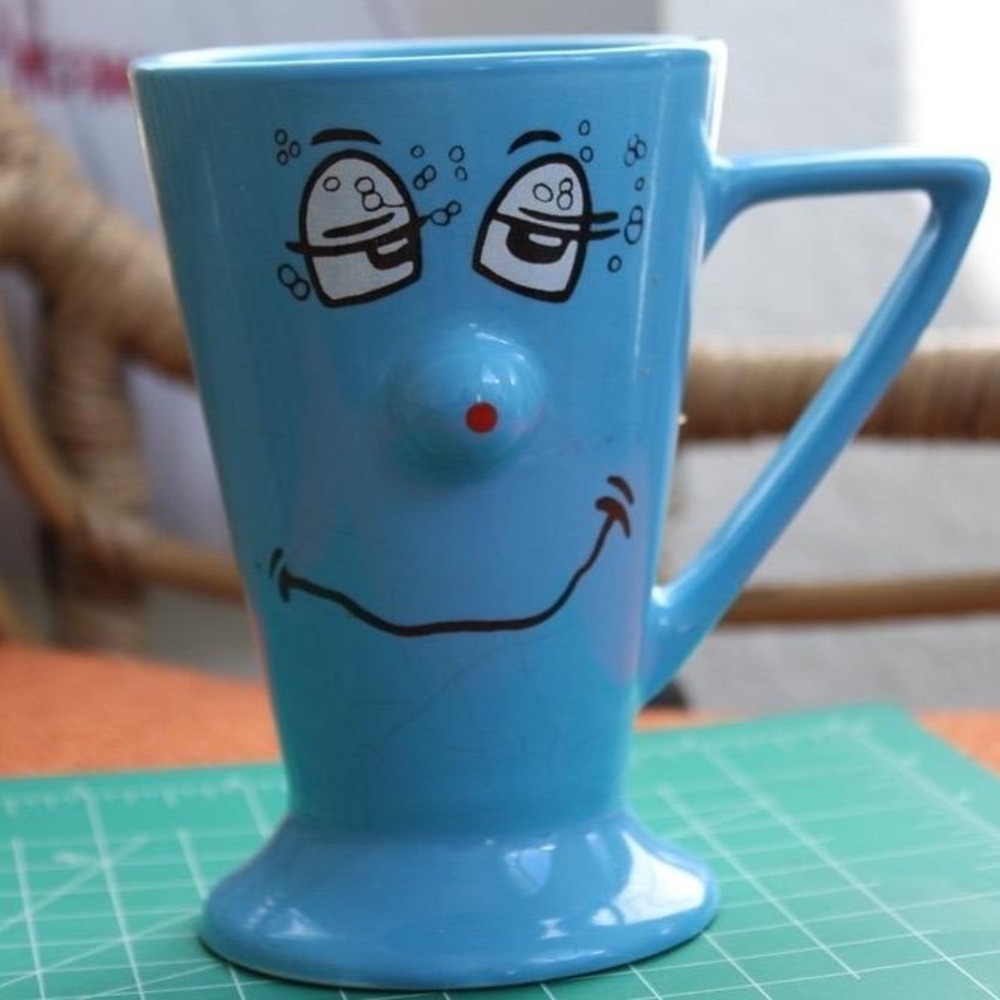 James Alex Imports Vintage Blue Face Mug Coffee Cup 1990s Retro